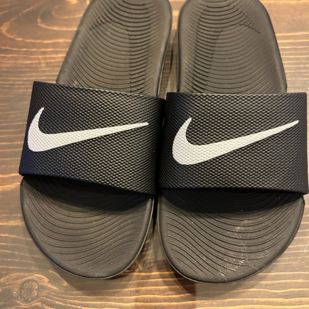 Nike Black Slides with White Logo